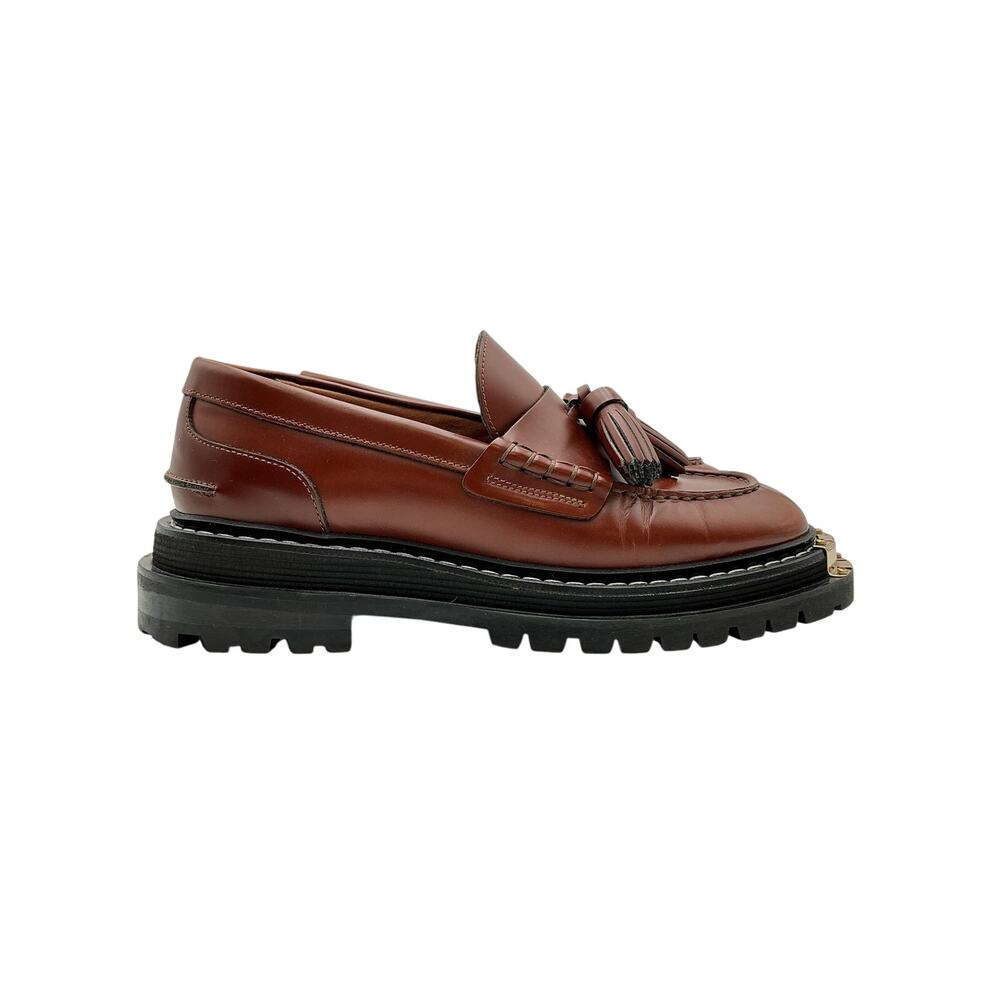 Sandro Chunky Brown Tassel Loafers Size 8 - Picture 2 of 6